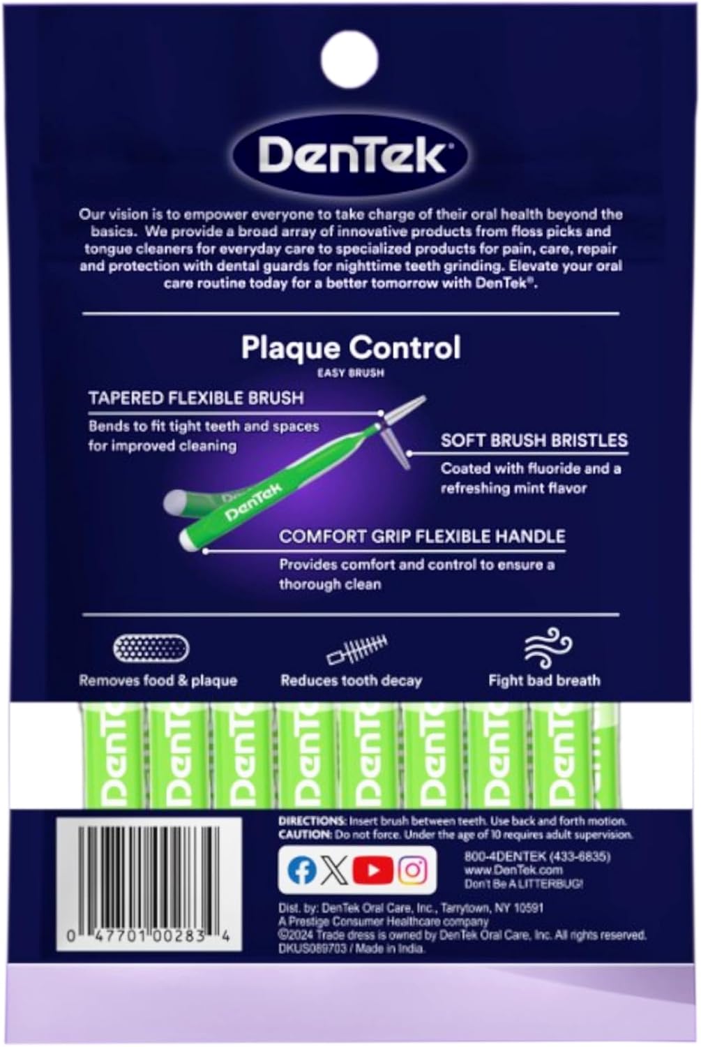 DenTek Easy Brush Interdental Cleaners Extra Tight Flexible, 16 Count, Pack of 6 - view 3