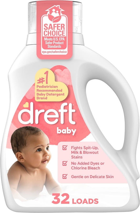 Dreft Stage 1 Newborn Baby Liquid Laundry Detergent 32 Loads (46 fl oz)