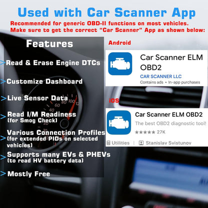 Veepeak OBDCheck BLE Bluetooth OBD II Scanner for iOS and Android - view 2