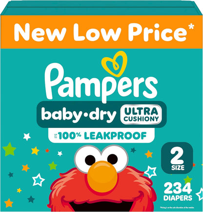 Pampers Baby Dry Ultra Cushiony Nappies Size 2 (10-22 lbs), 234 Count