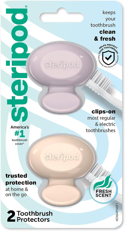 Steripod Clip-On Toothbrush Protector, Pink/Blue, 2 Count