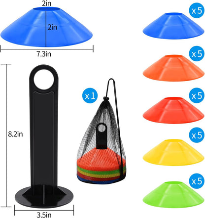 FGBNM Disc Cones, 25 Pack in 5 Colours with Carry Bag and Holder - view 2