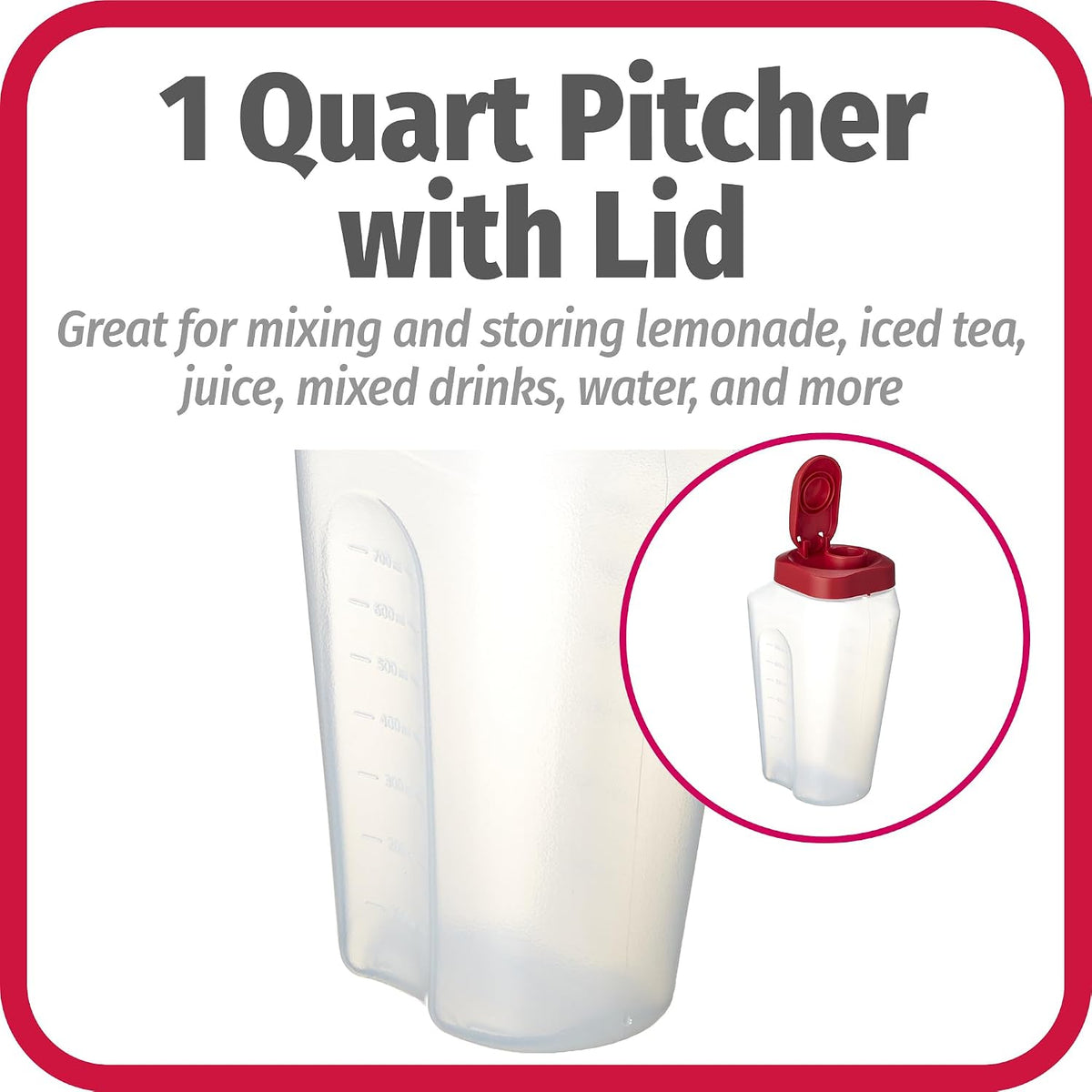 GoodCook 1 Quart Bottle with Snap Lock Easy-Pour Lid, Clear - view 4