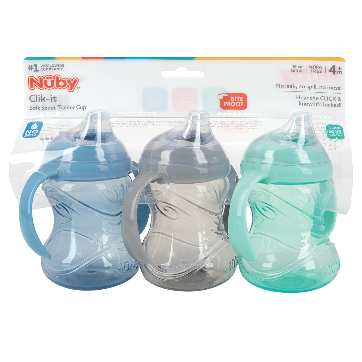 Nuby No-Spill Grip N' Sip Sippy Cup, Pack of 3, 10 oz (300 ml) - view 6