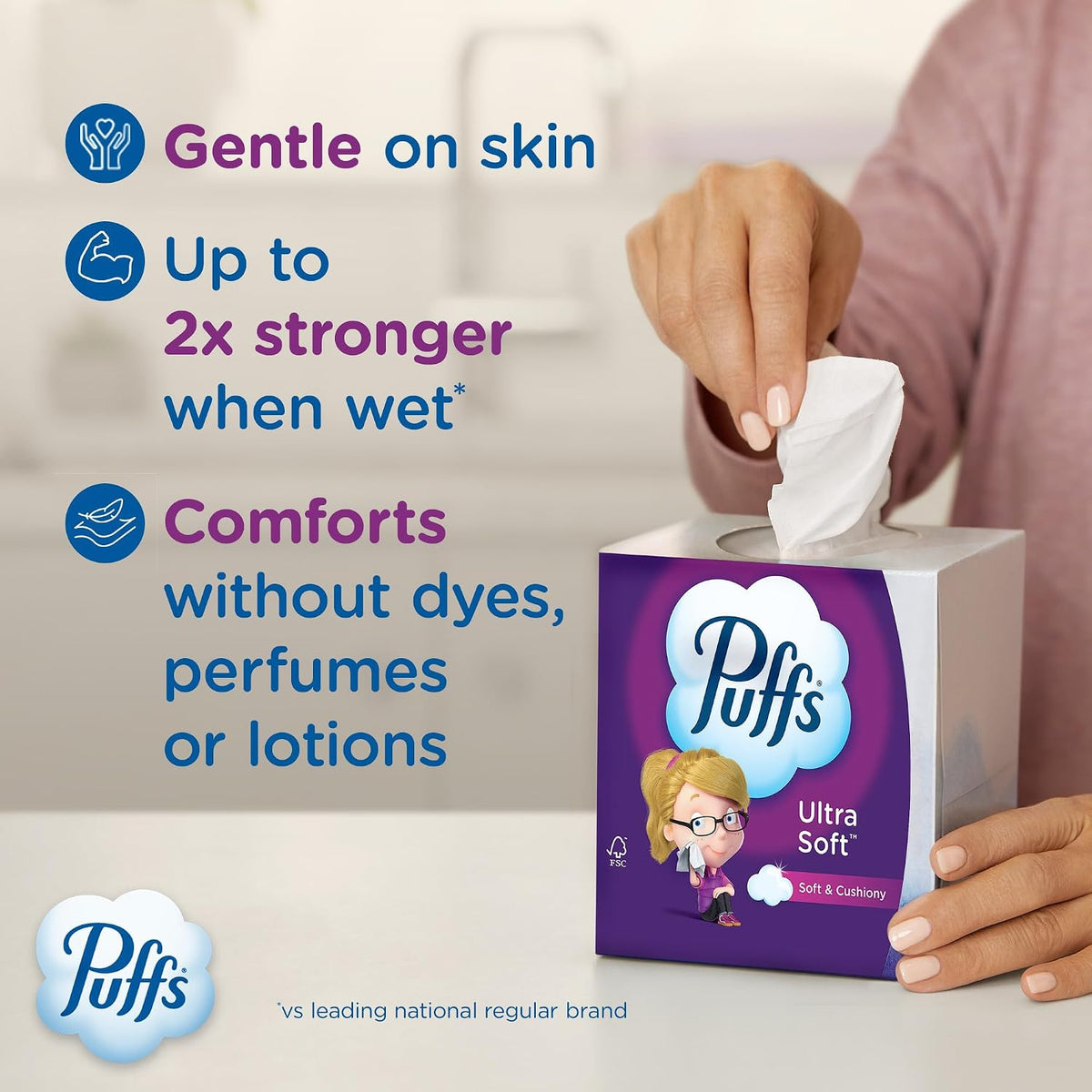 Puffs Ultra Soft Facial Tissues, 4 Family Boxes of 124 — alternate product view