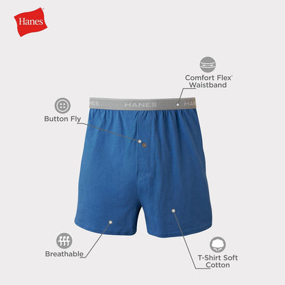 Hanes Men's Exposed Waistband Knit Boxers, 5 Pack, XL (US) - view 6