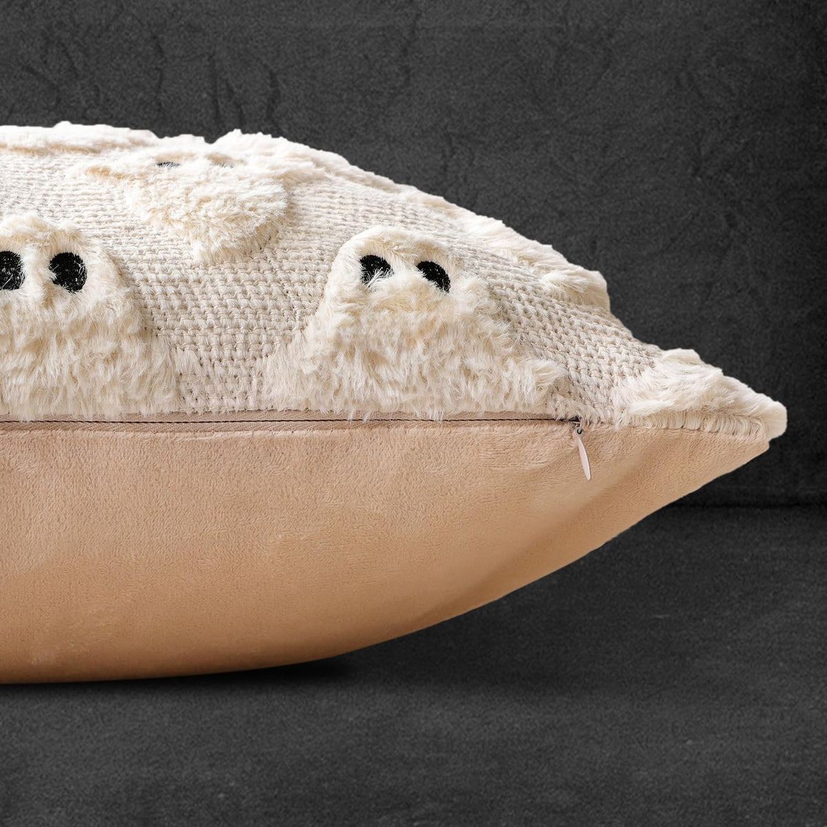 4TH Emotion Halloween Ghost Cushion Covers, 18 x 18 Inch, Set of 2, Beige - view 3