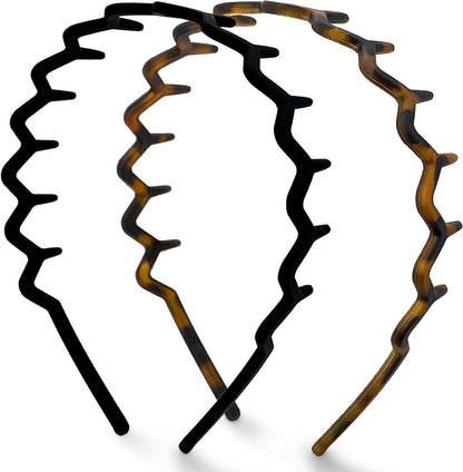 Kitsch Zig Zag Headbands, Tortoise & Black, Pack of 2