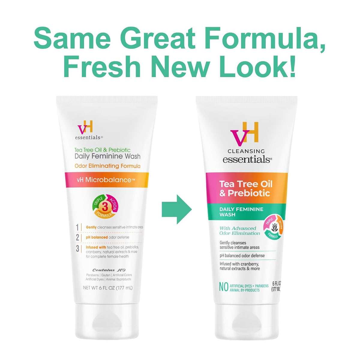 vH essentials Daily Feminine Wash, Tea Tree Oil & Prebiotic, 6 fl oz (180 ml) — alternate product view