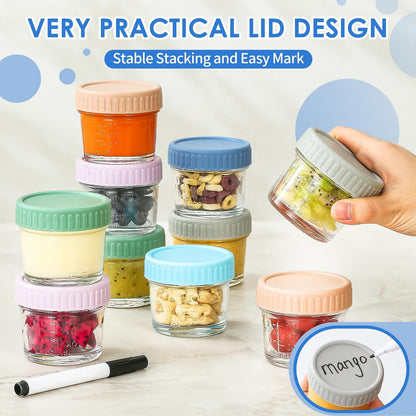 DRKIO Glass Baby Food Storage Jars with Lids, 4 oz, Set of 6 - view 5