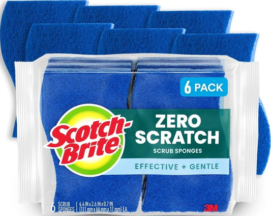 Scotch-Brite Zero Scratch Scrub Sponges, Pack of 6