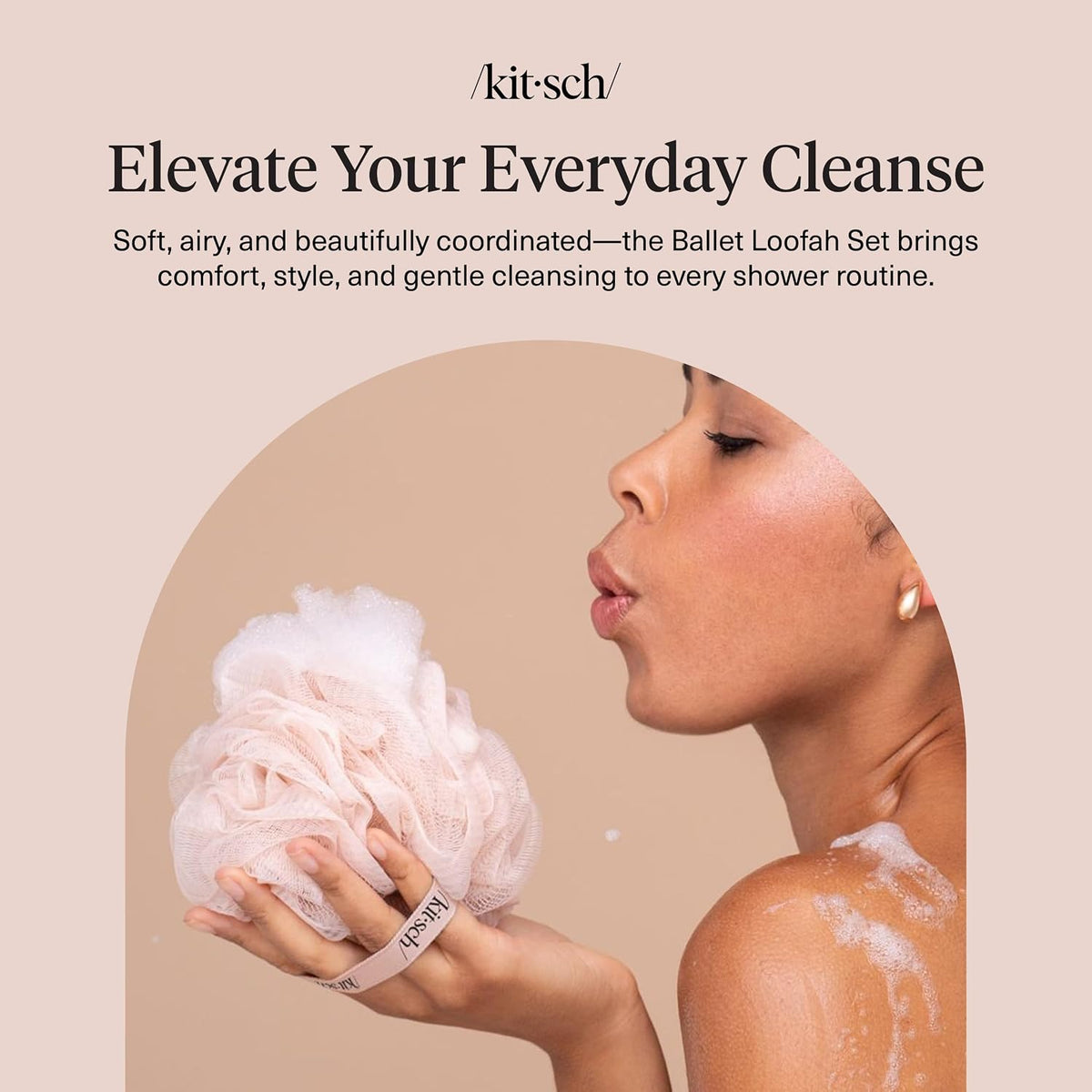 Kitsch Shower Loofah Mesh Body Scrubber, 3 Piece Set - view 2