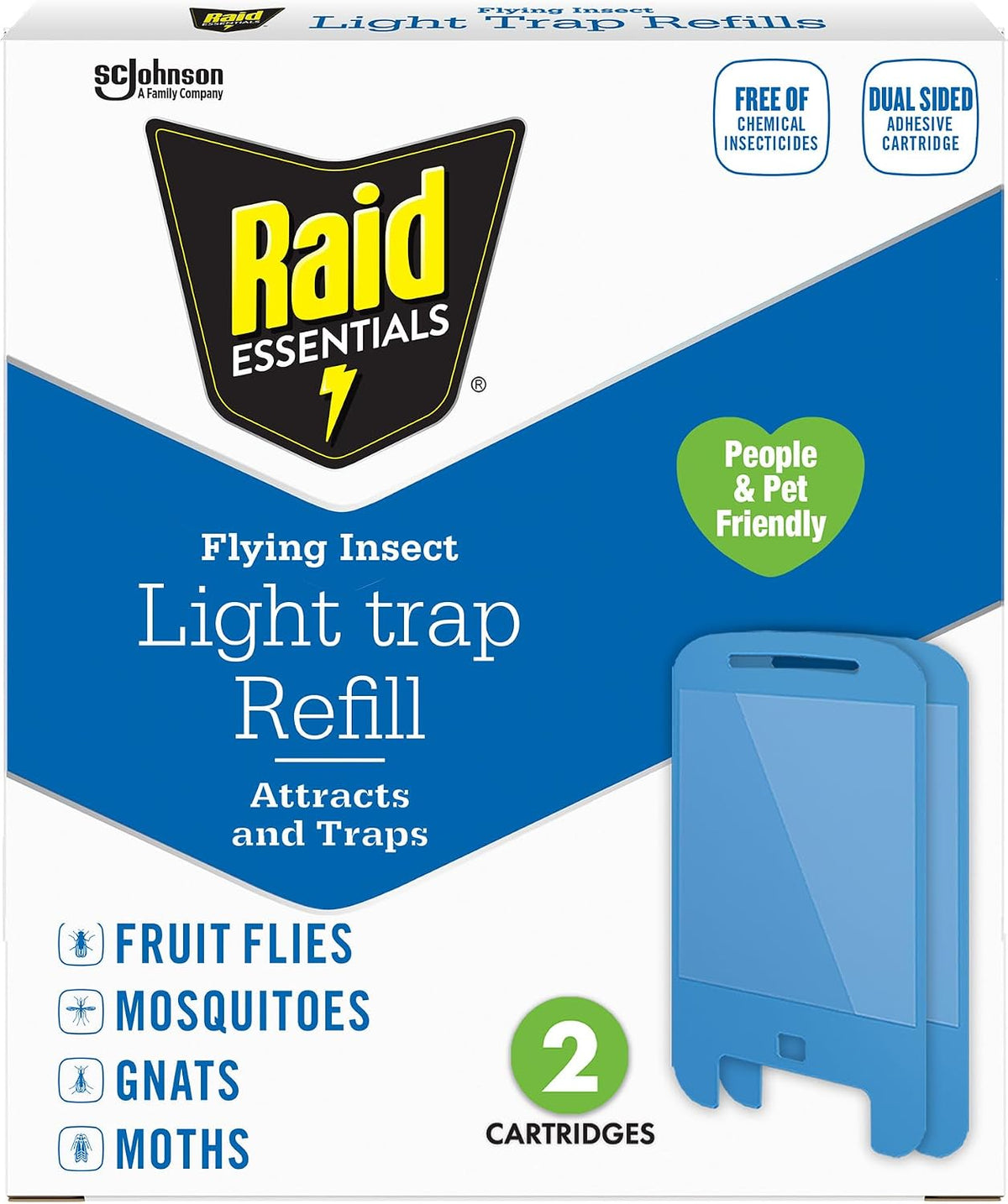 Raid Essentials Flying Insect Light Trap Refills, 2 Cartridges