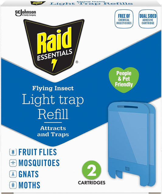 Raid Essentials Flying Insect Light Trap Refills, 2 Cartridges