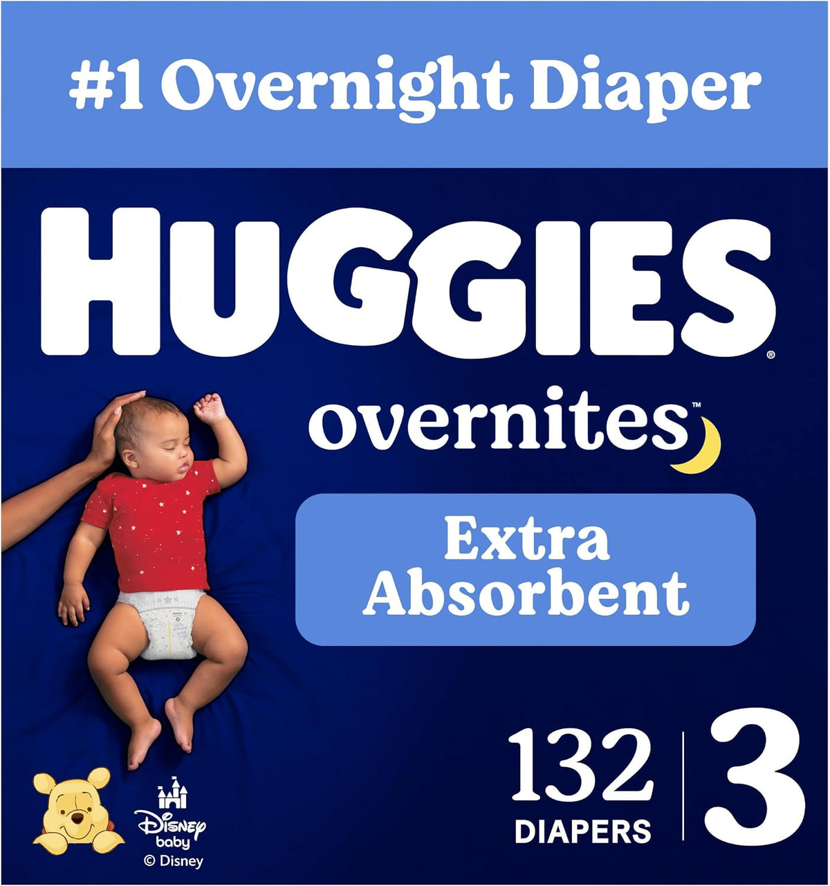 Huggies Overnites Nappies, Size 3, 132 Count (2 Packs of 66) — product view