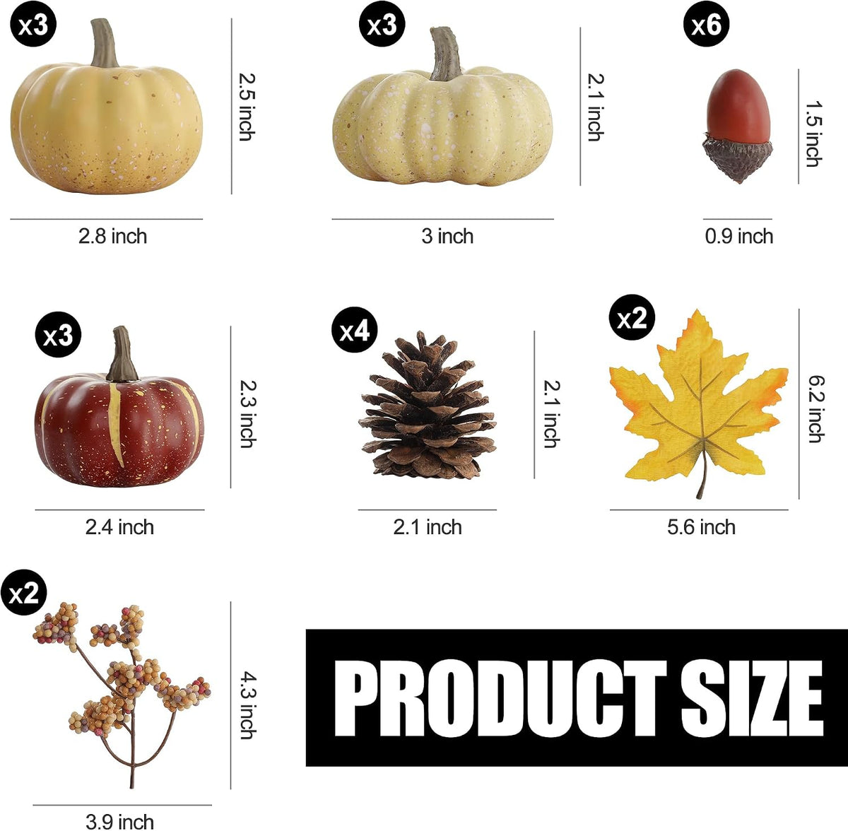 Artgar Pumpkin Decor Set, 23 Piece Autumn Harvest Bowl Fillers — alternate product view