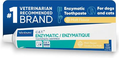 Virbac C.E.T. Enzymatic Toothpaste for Dogs and Cats, Malt Flavour, 2.5 oz