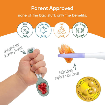 NumNum Baby Spoons for Self-Feeding, 6+ Months, 2-Pack Blue/Orange - view 5