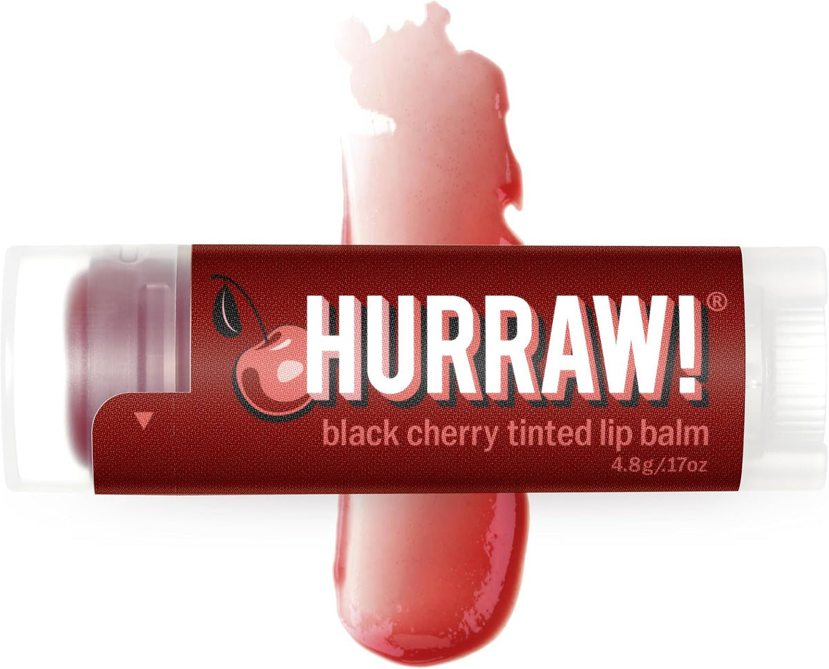 Hurraw! Black Cherry Tinted Lip Balm, Sheer Red Tint — product view