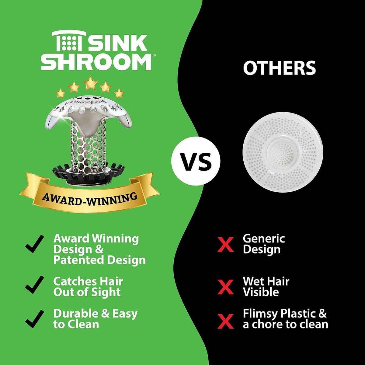 SinkShroom Ultra Bathroom Sink Drain Hair Catcher, Steel - view 4