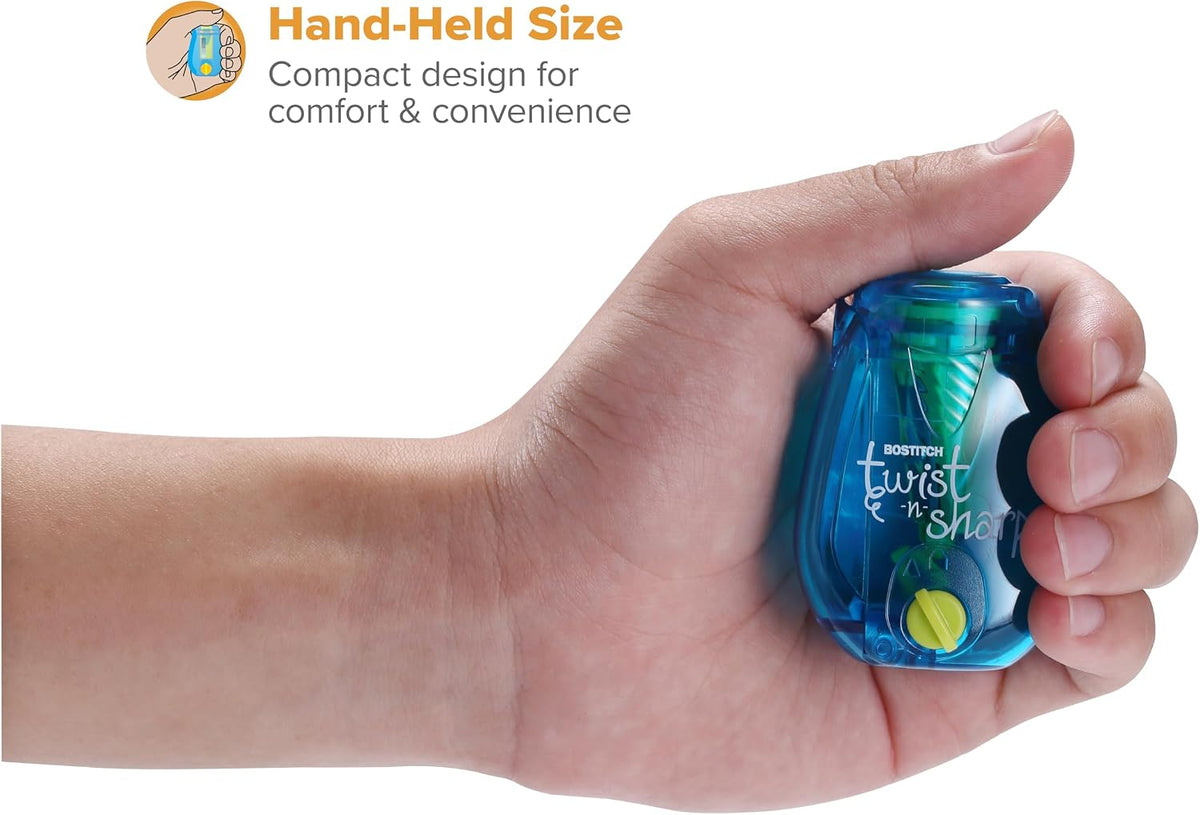 Bostitch Twist-n-Sharp Handheld Pencil Sharpener for Kids, Blue - view 4