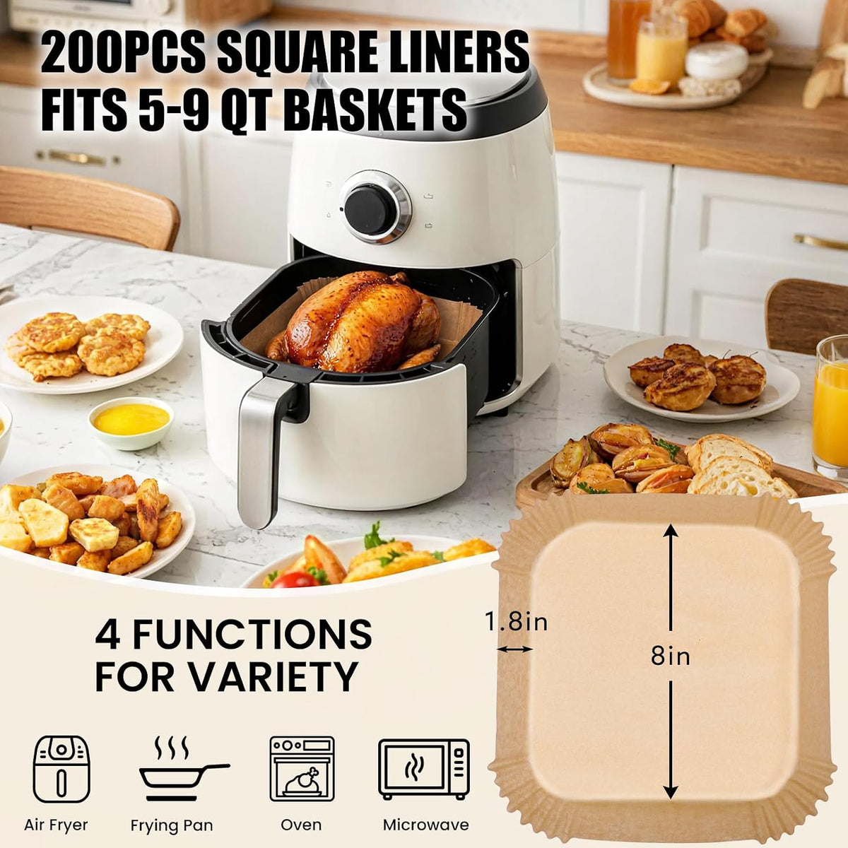 OLESBUR Air Fryer Parchment Paper Liners, 8 Inch, 200 Count - view 4