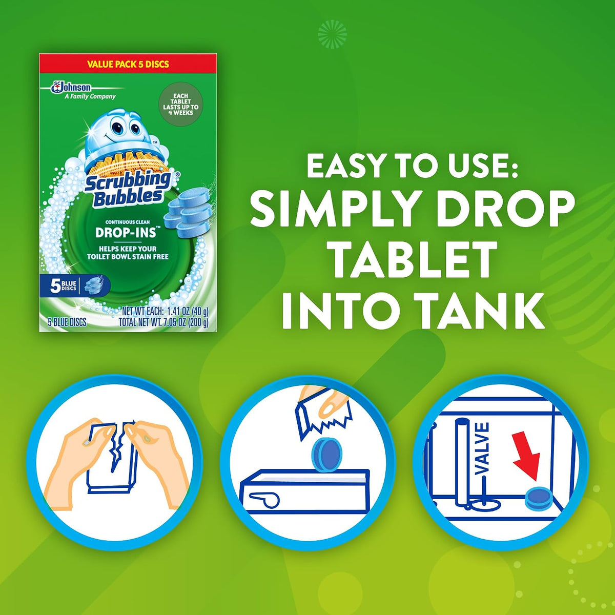 Scrubbing Bubbles Toilet Cleaner Drop-Ins Tablets, 5 Count (7.1 oz) - view 5