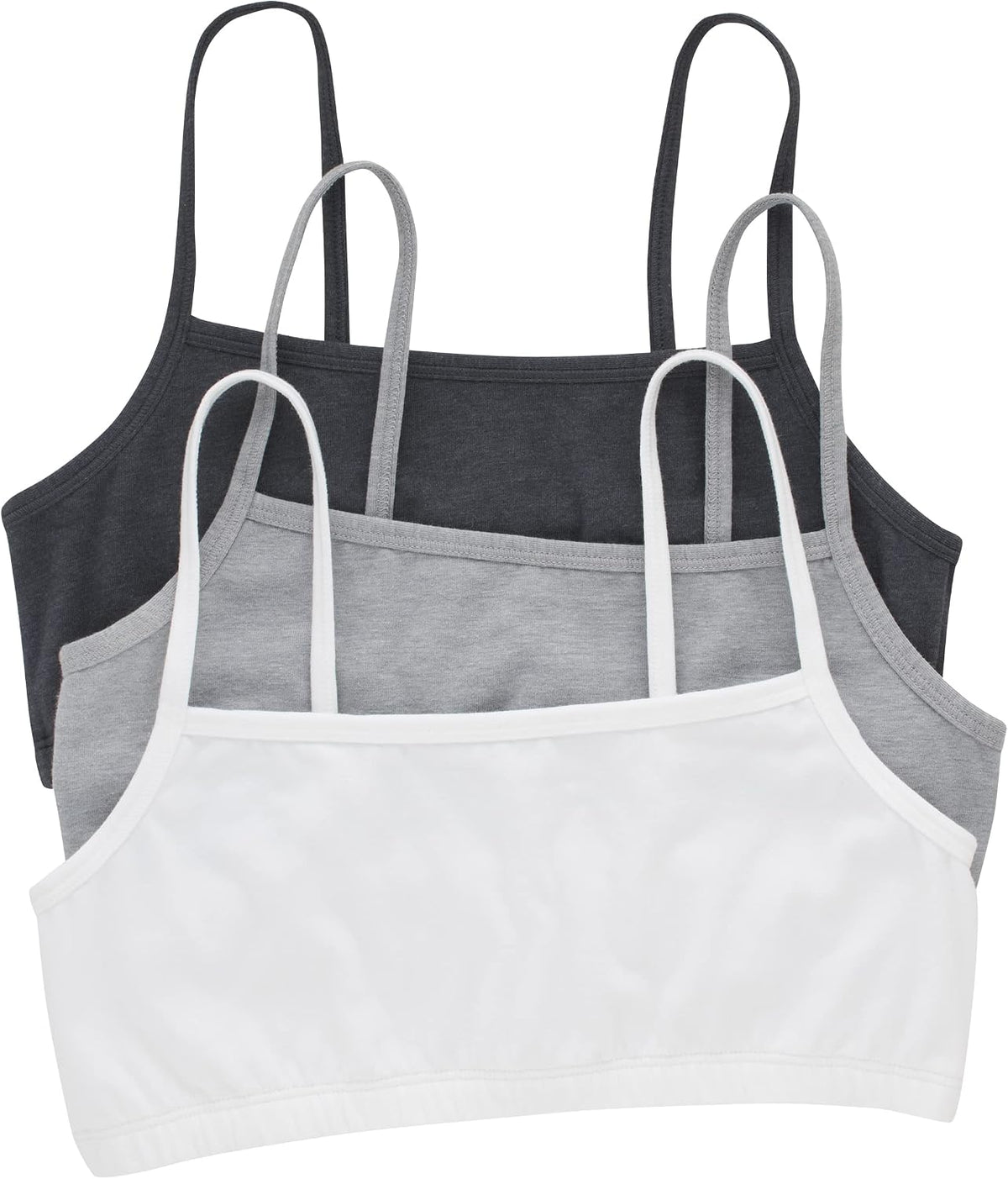 Hanes Womens Cropped Bralette 3-Pack - Sky Grey/Concrete/White, Large