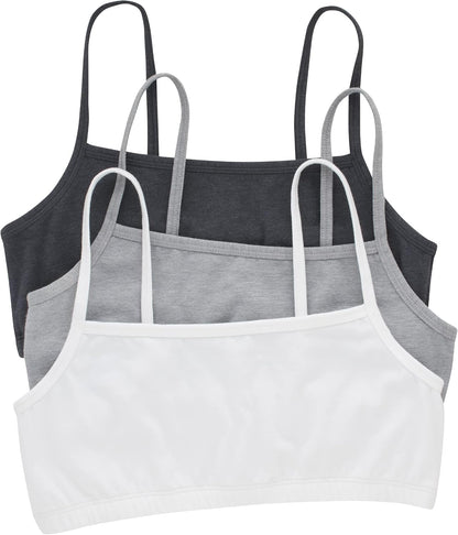 Hanes Womens Cropped Bralette 3-Pack - Sky Grey/Concrete/White, Large