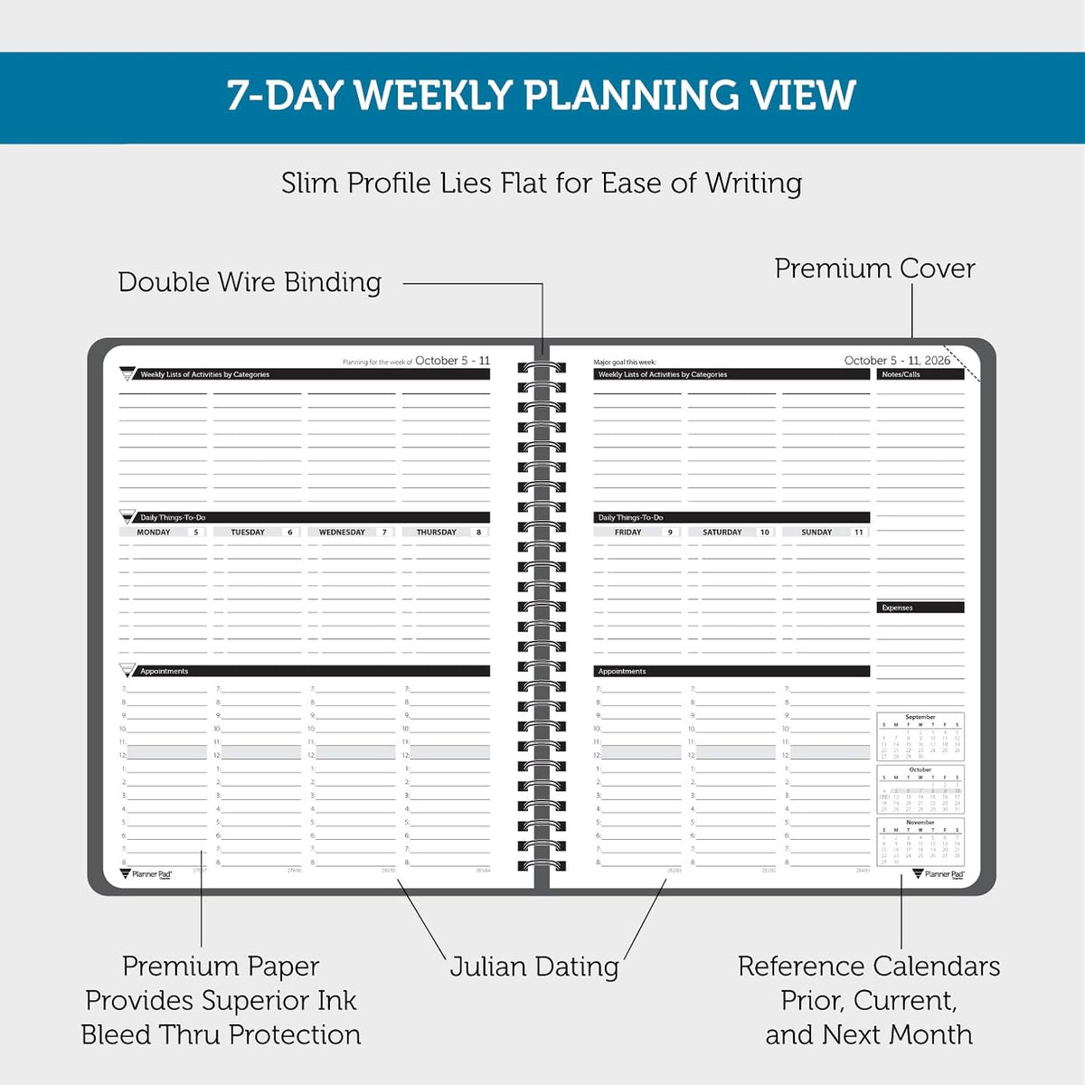 Planner Pad 2026-27 Weekly Planner, Oct-Sep, 6.75 x 8.5 Inch - view 4