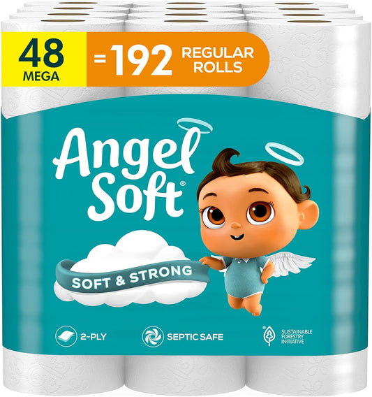 Angel Soft Toilet Tissue 48 Mega Rolls, 320 2-Ply Sheets per Roll