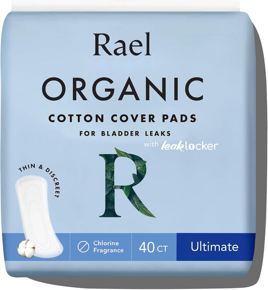 Rael Organic Cotton Cover Incontinence Pads for Women, Ultimate, 40 Count