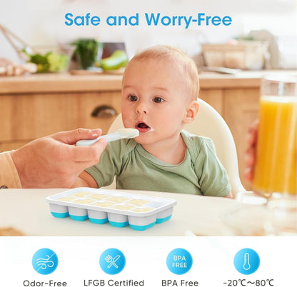 DOQAUS Silicone Ice Cube Trays with Lids and Bin, 4 Pack - view 3