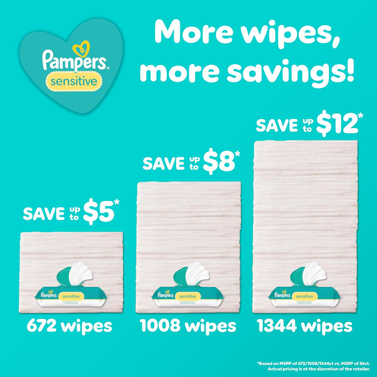 Pampers Sensitive Baby Wipes, Unscented, 1008 Wipes - view 3