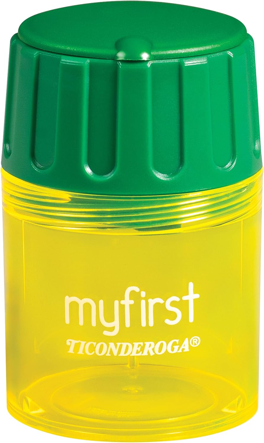 Ticonderoga My First Large Barrel Pencil Sharpener, Yellow and Green — alternate product view