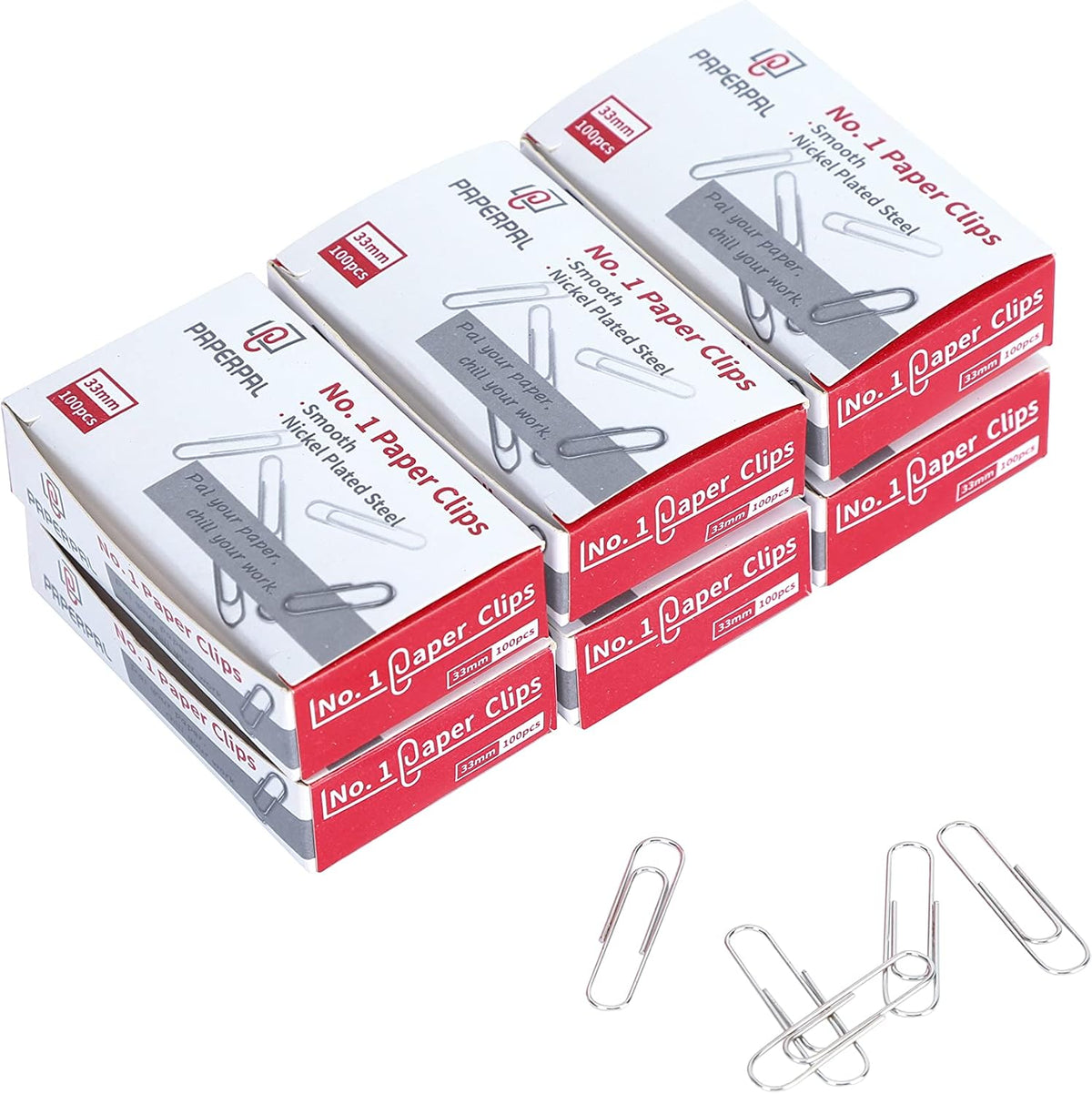 PAPERPAL Medium Paper Clips, 1-2/7 Inch, Silver, 600 Pieces — product view
