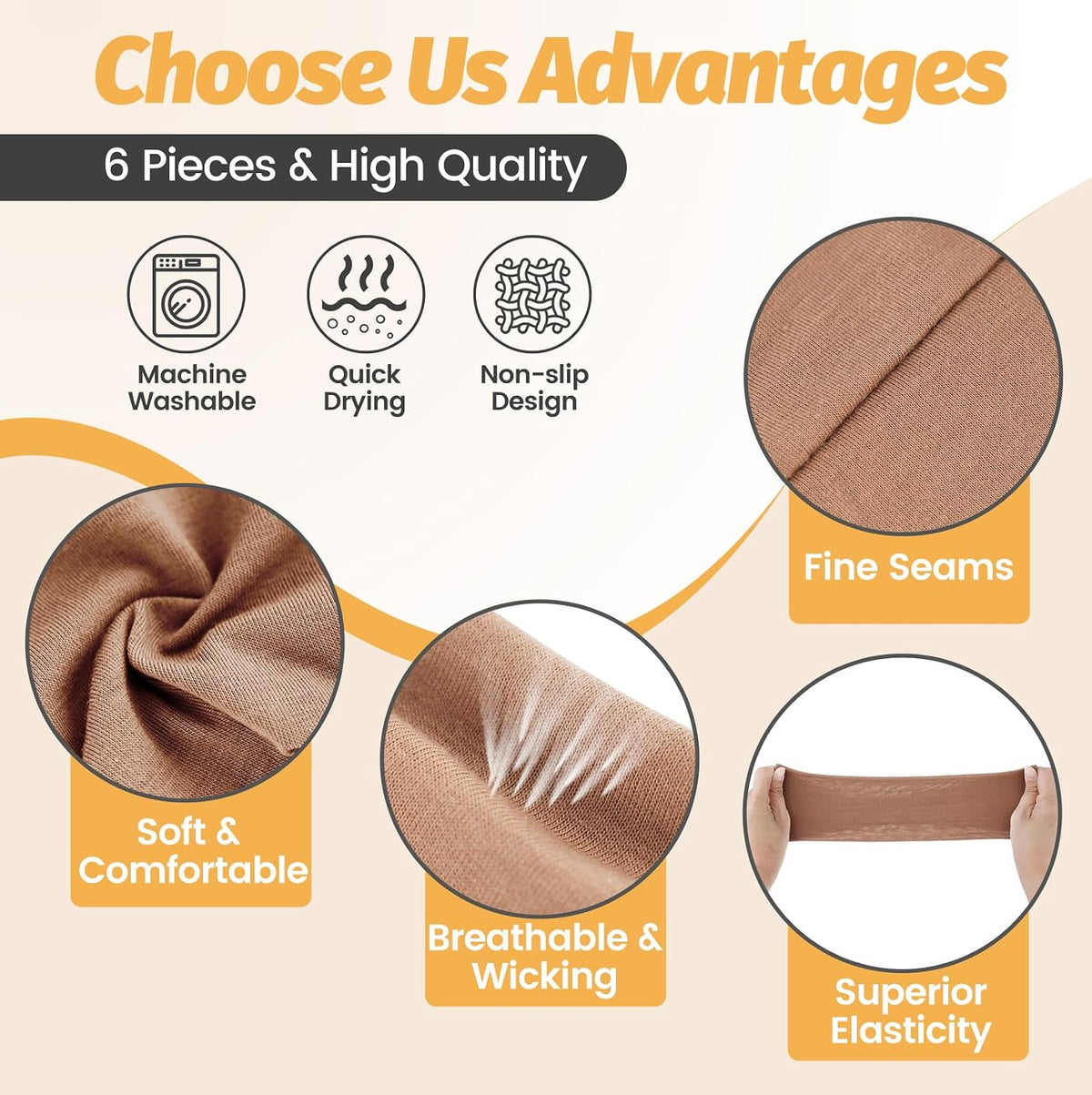 HSEM Wide Elastic Sports Headbands, 6 Pack - view 3