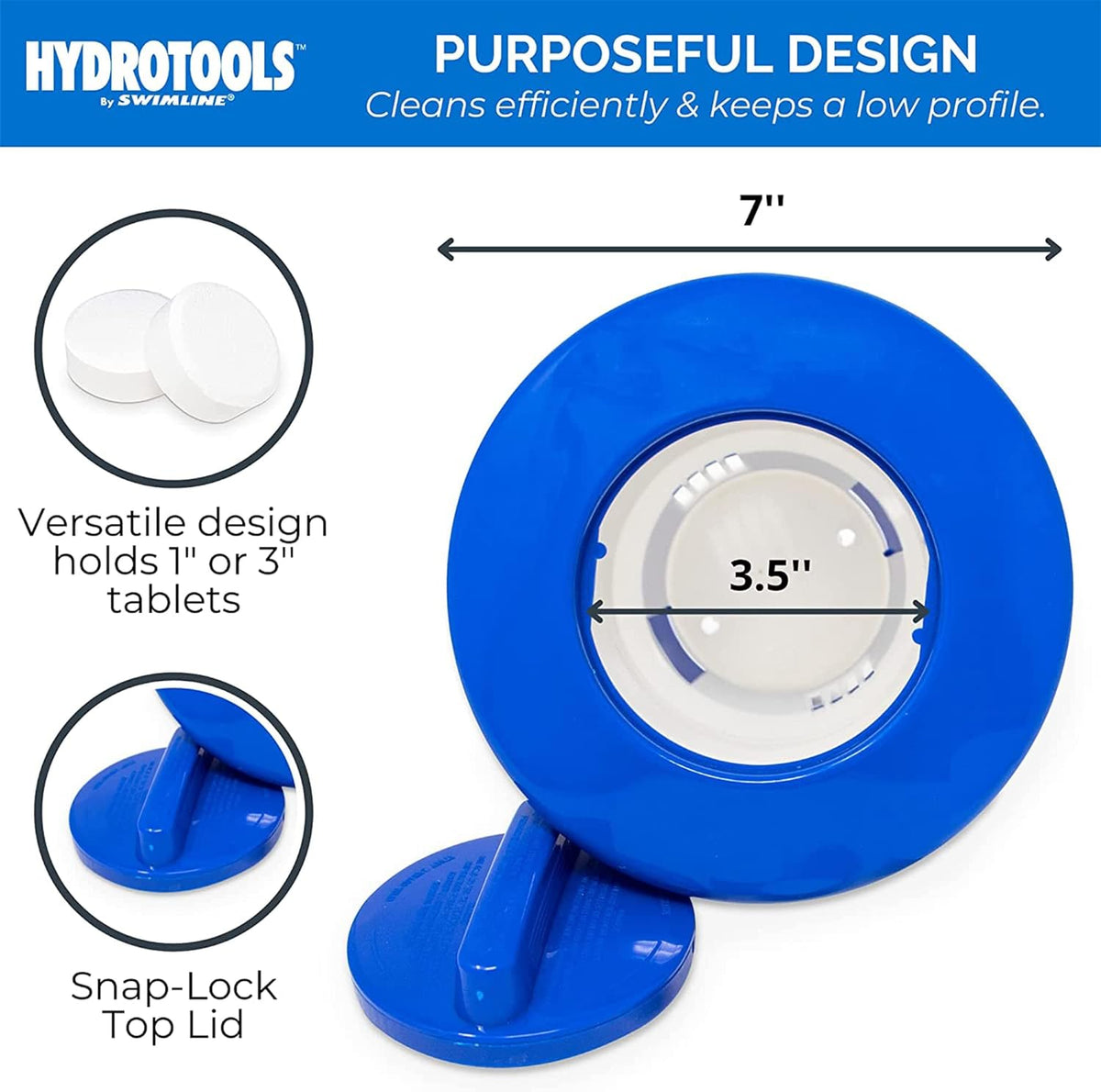 Swimline Floating Pool Chlorine Tablet Dispenser for 1 and 3 Inch Tablets - view 3