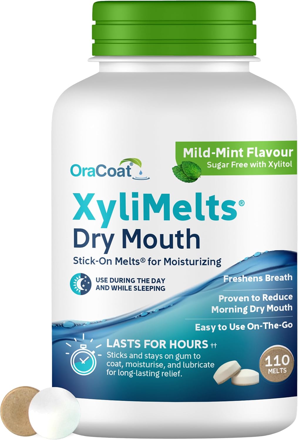 XyliMelts Dry Mouth Relief Discs, Mild Mint, 110 Count — product view