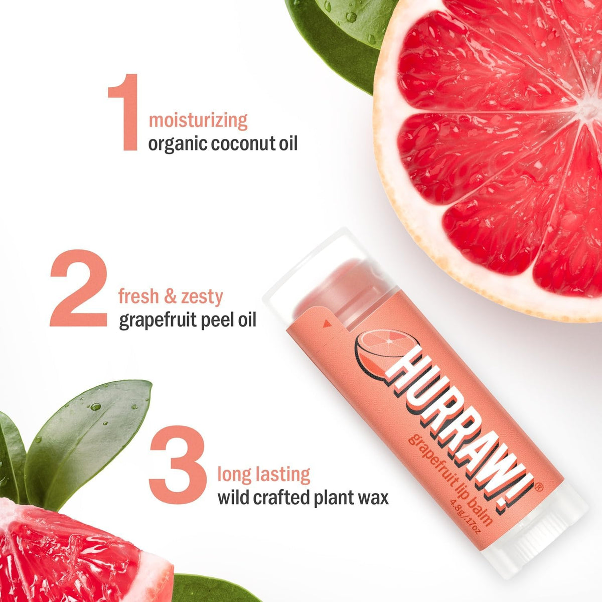 Hurraw! Grapefruit Lip Balm, 4.8 g - view 2