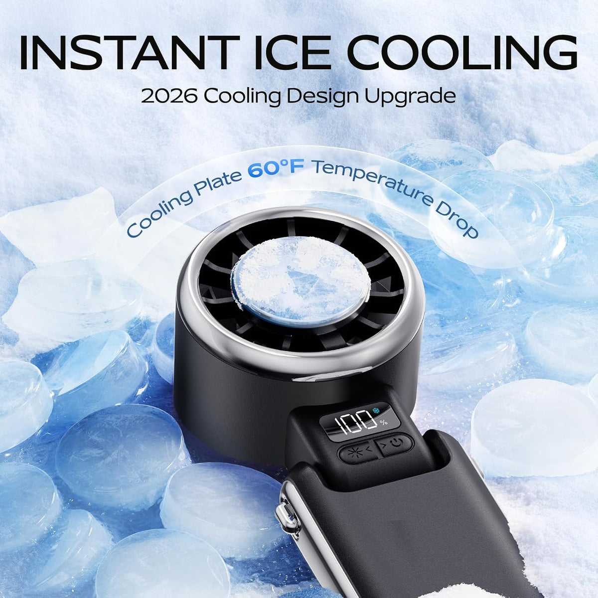 SHEWIND Portable Handheld Cooling Fan, Rechargeable, 5 Speed - view 4