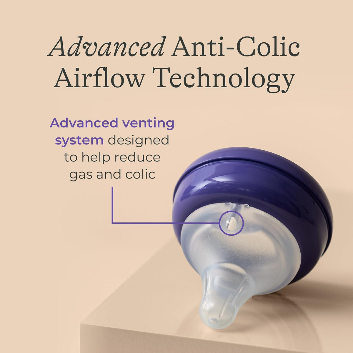 Lansinoh Anti-Colic Glass Baby Bottles, 5 oz (150 ml), 4 Count, Purple Collar - view 2
