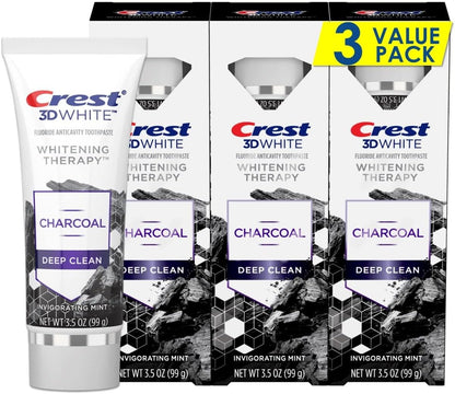 Crest 3D White Whitening Therapy Charcoal Toothpaste 99 g (3.5 oz), Pack of 3
