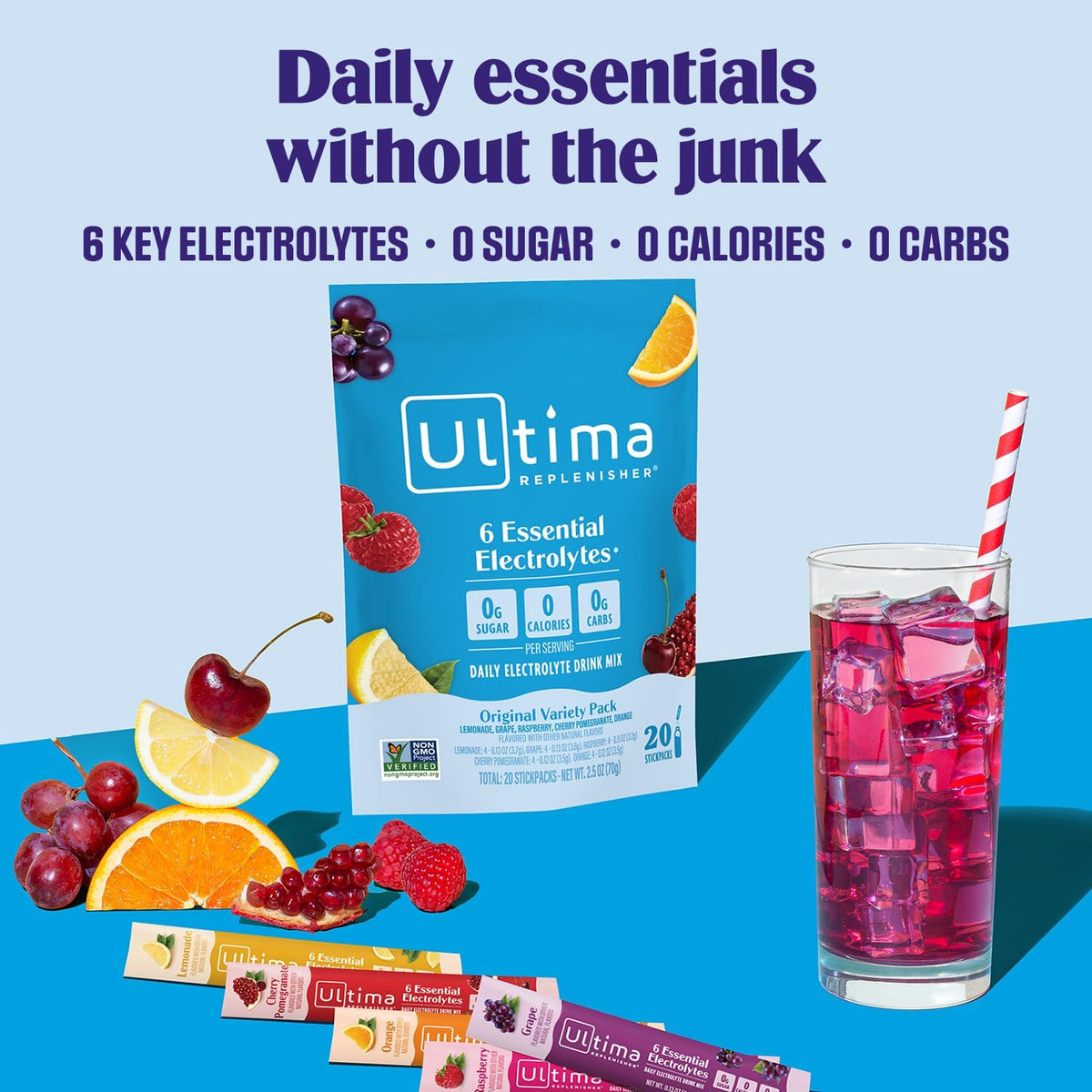 Ultima Replenisher Electrolyte Drink Mix, Original Variety, 20 Stickpacks - view 2