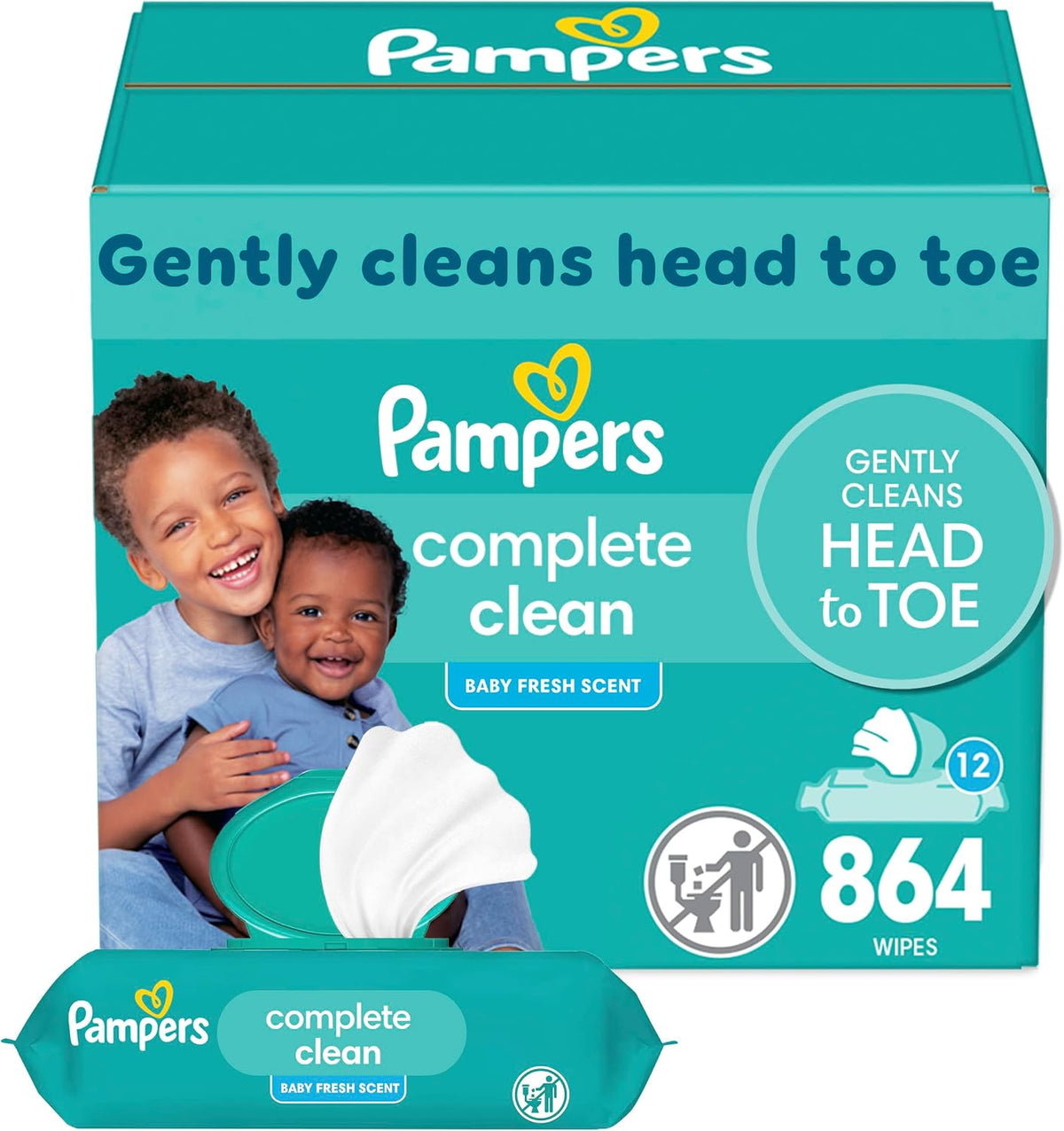Pampers Complete Clean Baby Wipes, Fresh Scent, 864 Count (12 Packs) — product view