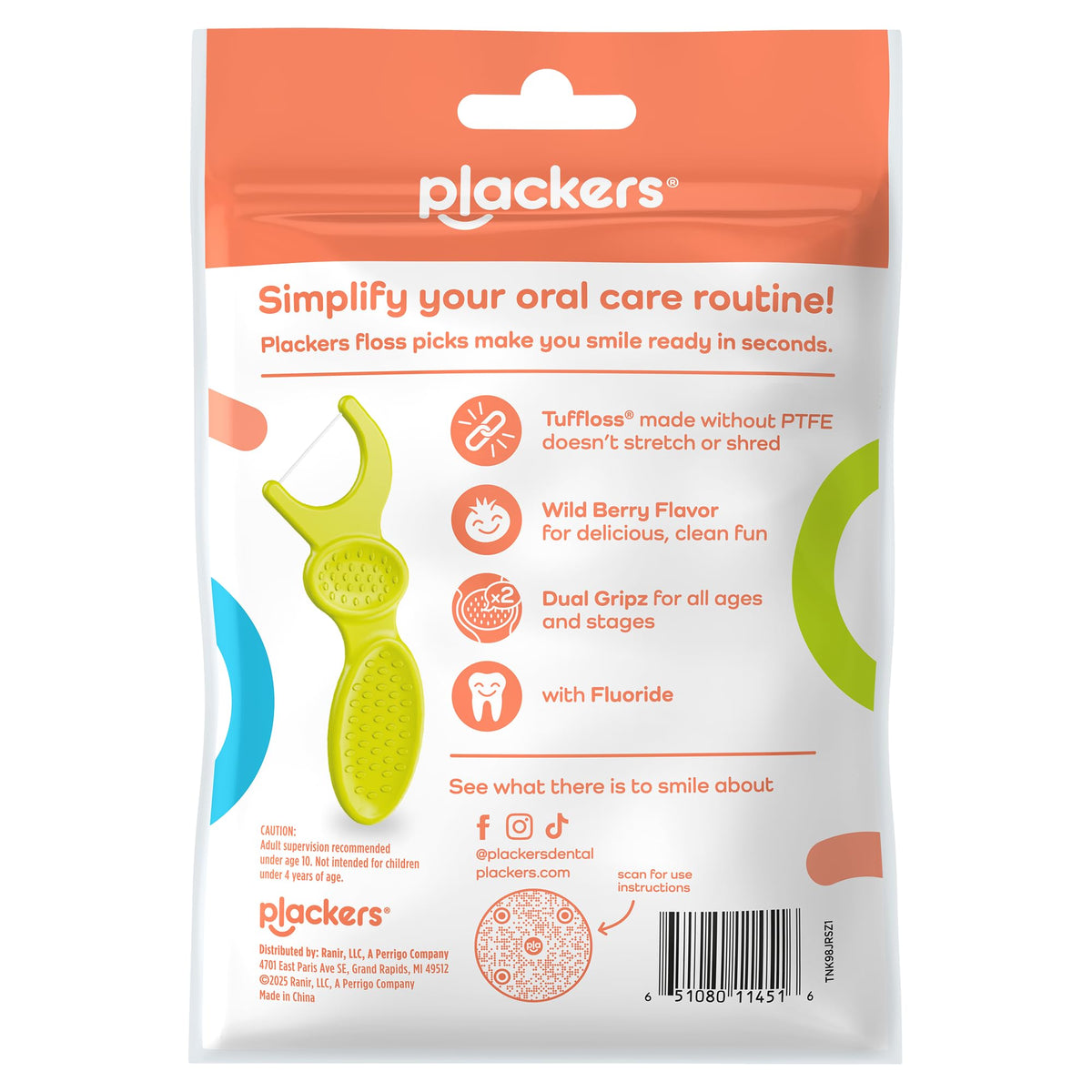 Plackers Kids Dual Gripz Floss Picks, Wild Berry, 75 Count, Pack of 4 - view 2