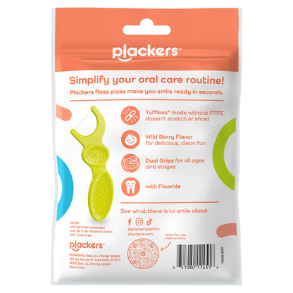 Plackers Kids Dual Gripz Floss Picks, Wild Berry, 75 Count, Pack of 4 - view 2