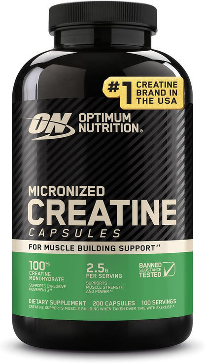 Optimum Nutrition Micronized Creatine Monohydrate Capsules, 200 Count