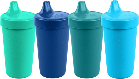 Re-Play Spill-Proof Sippy Cups for Toddlers, 10 oz, Set of 4, True Blue