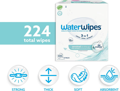 WaterWipes Sensitive+ On The Go Unscented Wipes, 8 Packs - view 2
